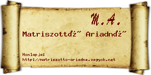 Matriszottó Ariadné névjegykártya